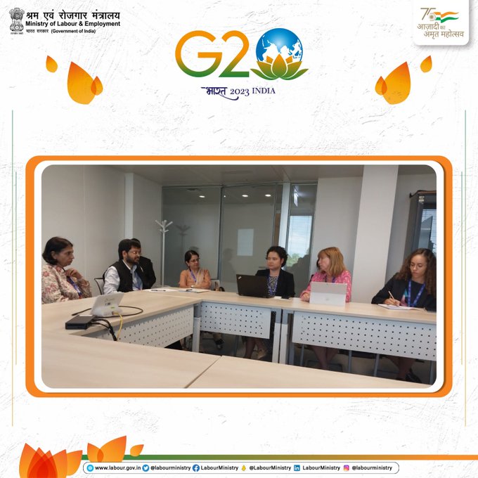 A Bilateral Meeting was held between India and United Kingdom on 1st June, 2023 during the ongoing 3rd G20 Employment Working Group Meeting at Geneva.
