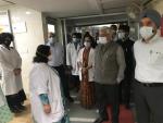 Secretary, Labour and Employment inspecting ESIC, Model Hospital, Basaidarapur