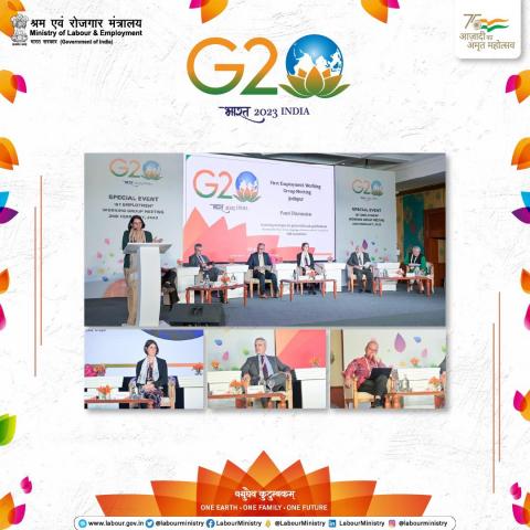 Ms. Arti Ahuja, Secretary, Labour & Employment and Chair, Employment Working Group delivering her welcome address during the Special Event of 1st EWG Meeting.