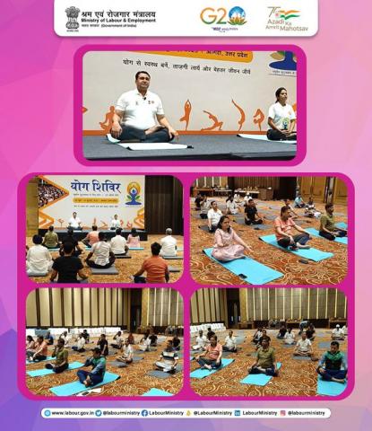 Yog session for the participants of the States/UTs Labour Secretaries Meeting at Agra.