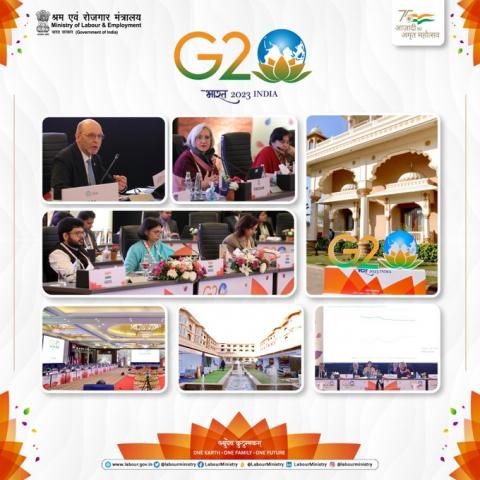 A glimpse of G20 EWG Session 4: Sustainable Financing of Social Security, presently being held at Indana Palace, Jodhpur. 