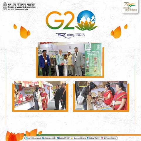 G20 EWG Delegates visiting stalls put up at the venue of the EWG Meeting, Guwahati, Assam. The stalls contain Millets and other items showcasing the richness of arts and crafts and reflecting the State’s bountiful culture.