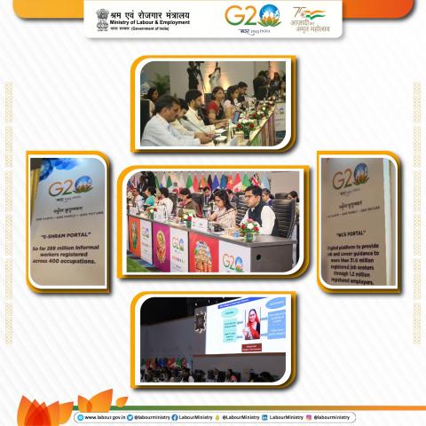 India made a presentation on e-shram (database of unorganised workers) & National Career Service Portal (NCS) in the Opening Session of the 4th G20 EWG Meeting at Indore.