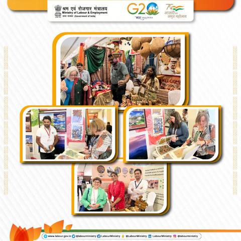 Glimpses of enthusiastic G20 EWG Delegates during their visit to the stalls at the venue of the ongoing G20 EWG and LEM meeting at Indore.  