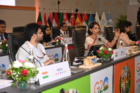 Glimpses of the session on the ongoing G20 EWG meeting on the 2nd Day, at Indore. EWG continues its discussions on the Draft Ministerial Declaration & Outcome Documents.